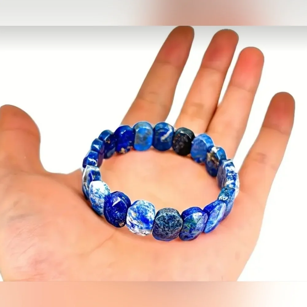 1pc 100% Natural Lapis Lazuli Stone Stretch Bracelet September-Birthstone - Picture 3 of 5